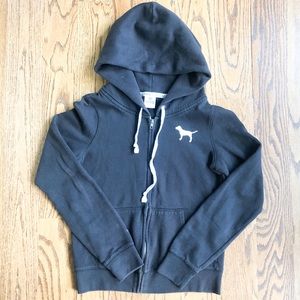 Victoria’s Secret PINK Black Graphic Zip Hoodie
